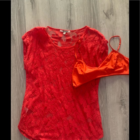 Daniel Rain Red Lace Top - Picture 5 of 9